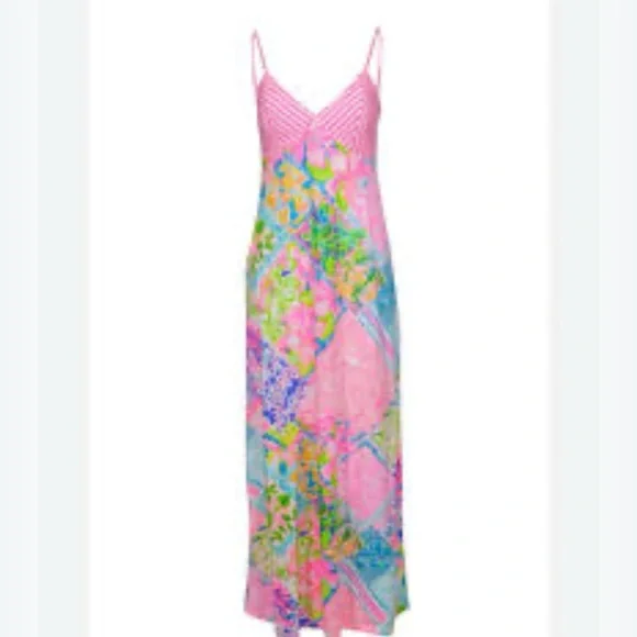 Lilly Pulitzer Maldives Maxi Dress in Multi Block Party Engineered Size 8